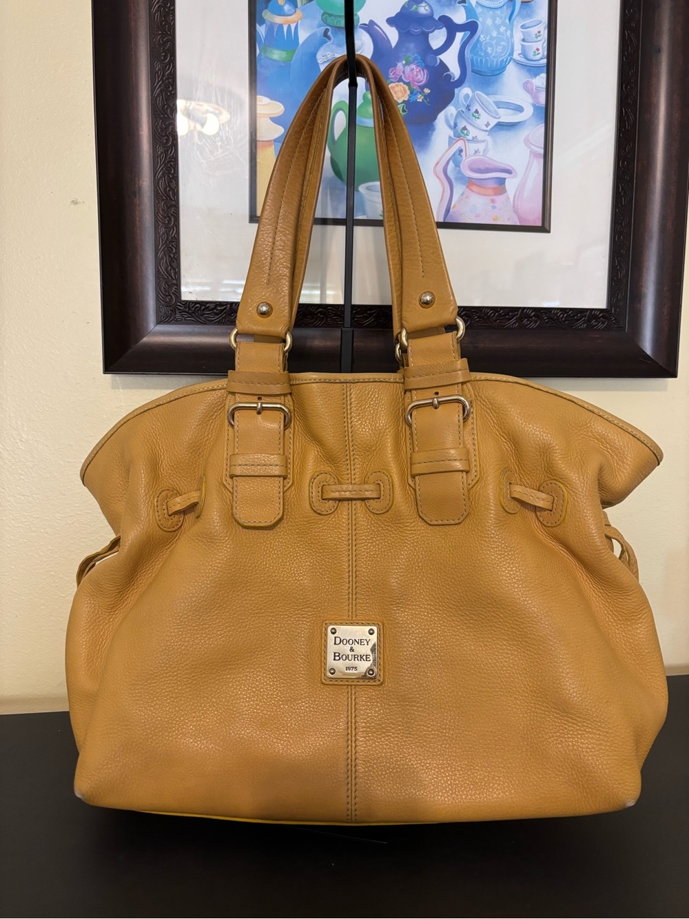 Dooney & Bourke Mustard/Tan Pebble Leather Shoulder Bag